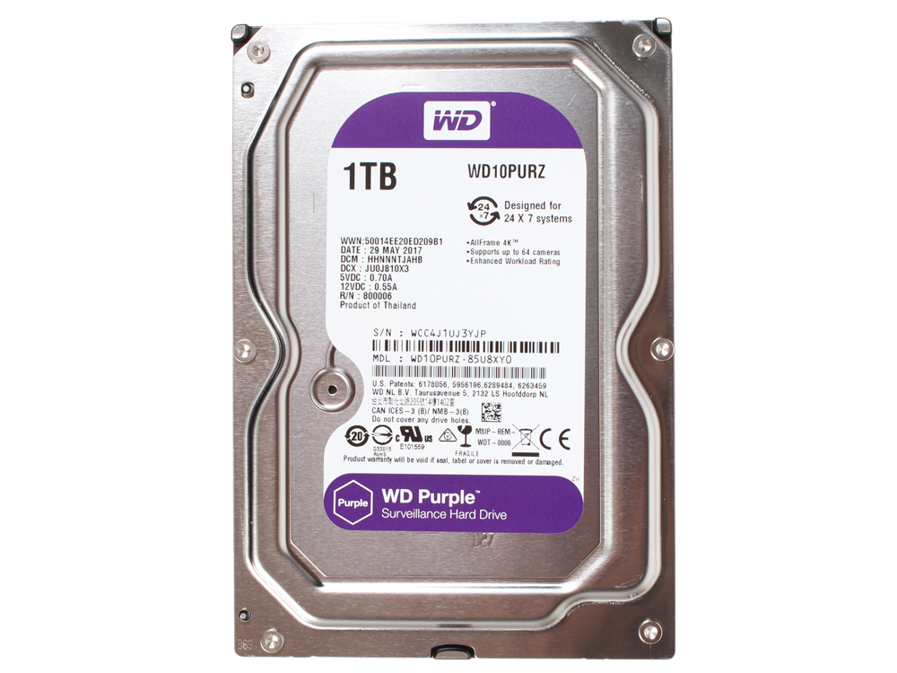 Жесткий диск 1 ТБ Western Digital WD10PURZ 